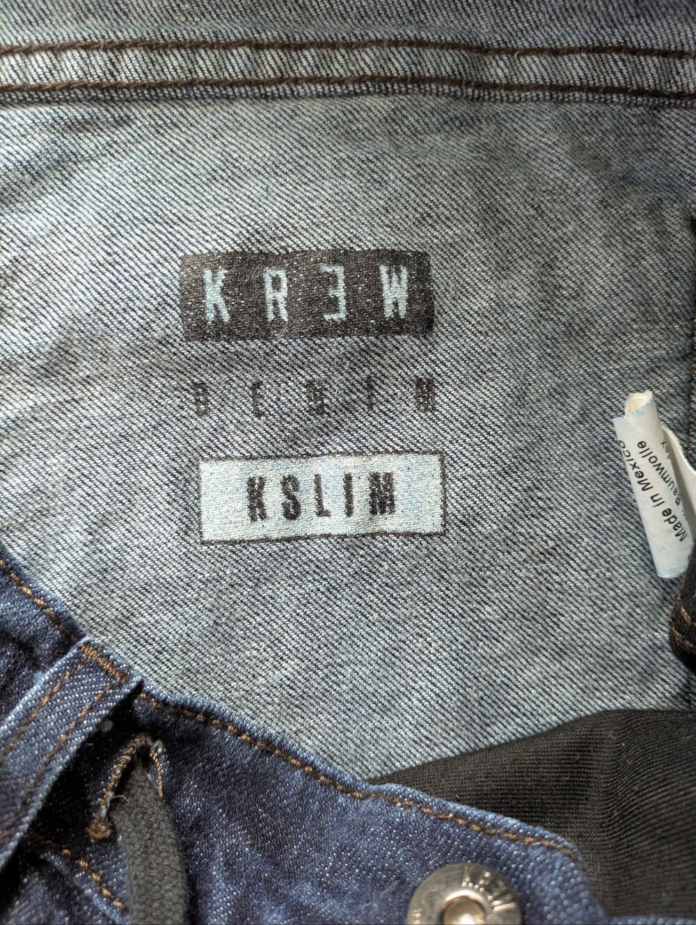 Krew Dark Blue K Slim Straight Leg Denim Jeans w/ Drawstring at Waist- 38X34 - Picture 7 of 10
